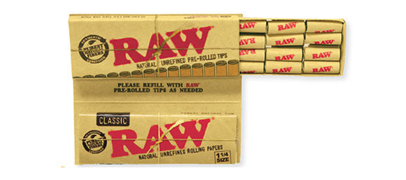 RAWthentic Masterpiece 1 1/4 Classic Rolling Paper with Re-Usable Pre-Rolled Tips | 24 Packs