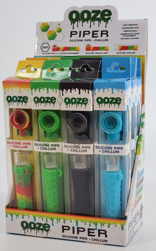 Ooze Piper 2-in-1 Silicone Pipe  Chillum - Display of 12