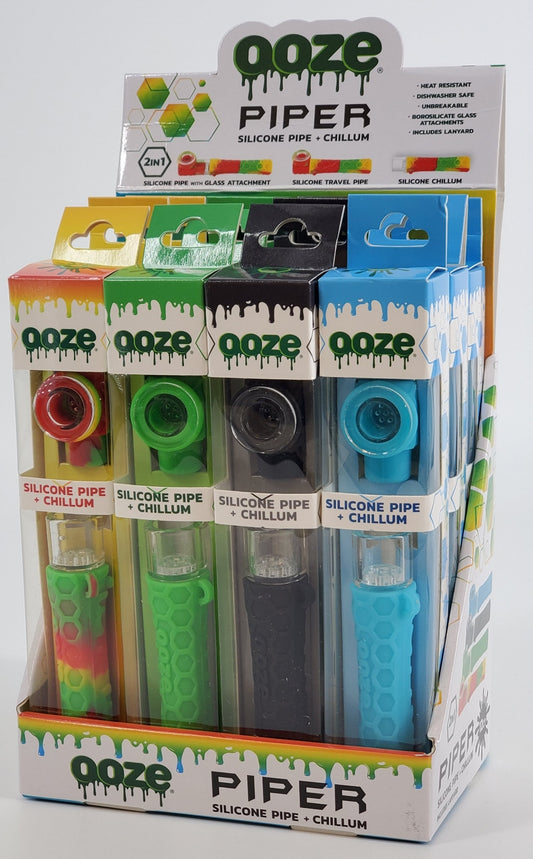 Ooze Piper 2-in-1 Silicone Pipe Chillum - Display of 12