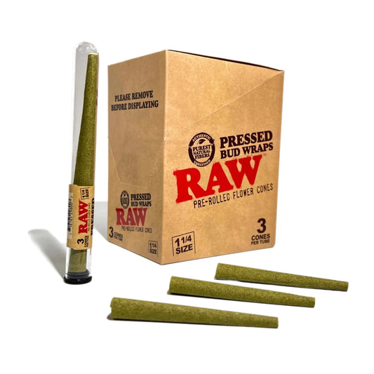 Rawthentic Pressed Bud Wraps Prerolled Flower Cones 12 Packs Display