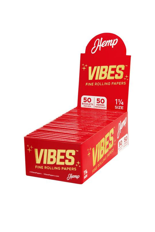 VIBES King Size & 1-1/4" Papers Box - Ultra Thin, Rice, or Hemp