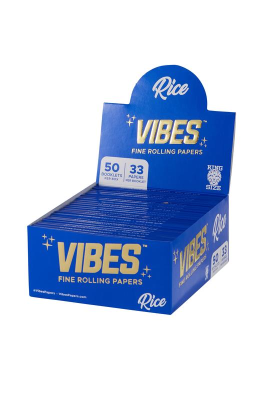 VIBES King Size & 1-1/4" Papers Box - Ultra Thin, Rice, or Hemp
