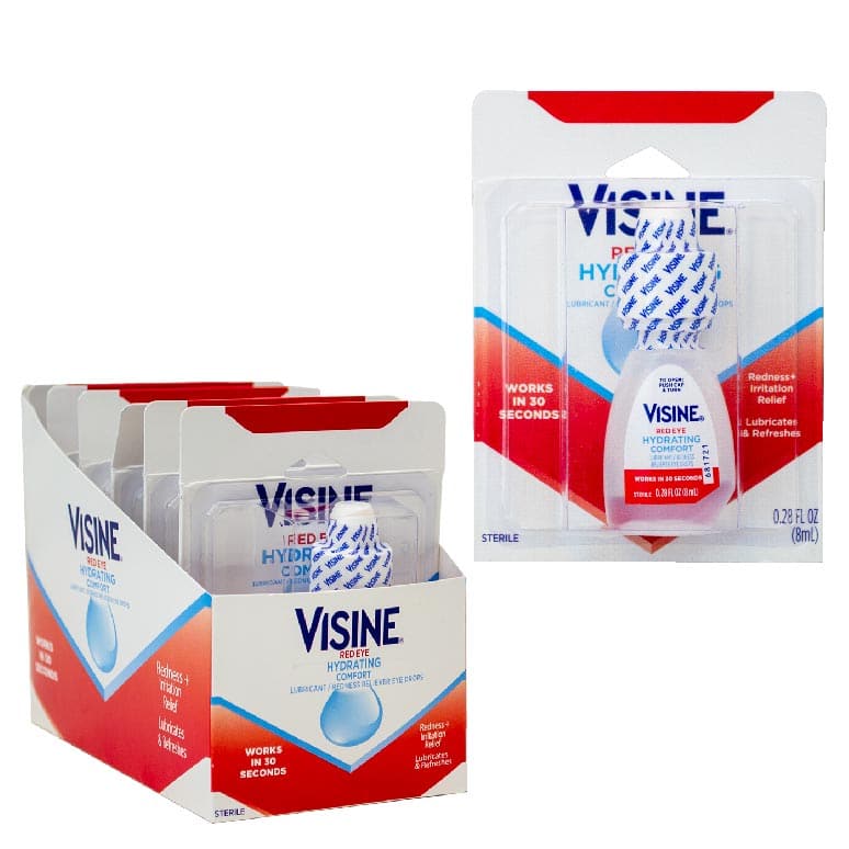 Visine Red Eye Hydrating Comfort Eye Drops 6 Counts|Display