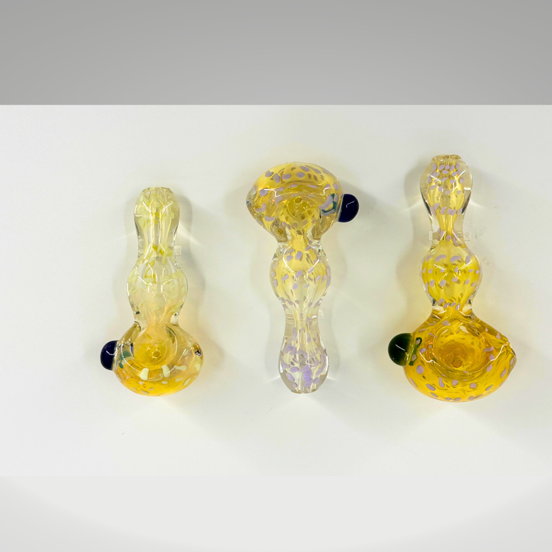 IS 4" Curved Marble Head Fumed Glass Hand Pipes