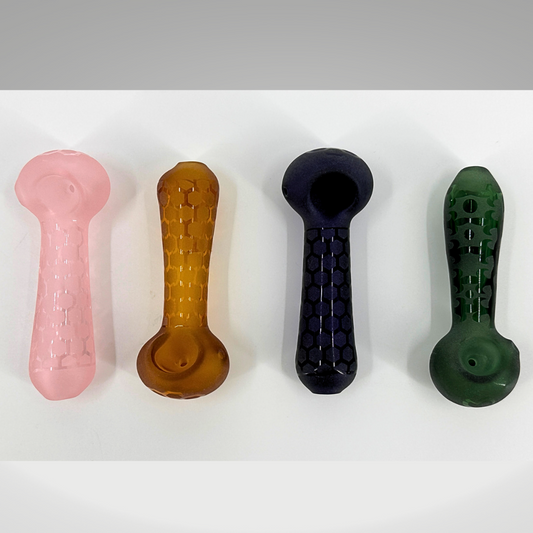 IS 4.5" Laser Etched Frosted Glass Hand Pipe | Assorted Colors