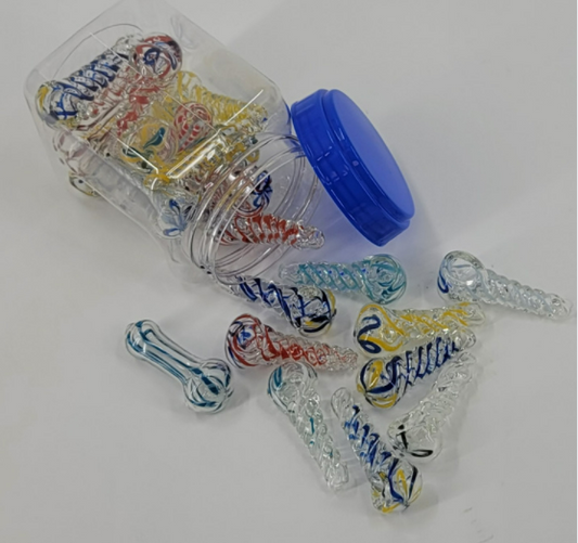 Taster Glass Pipes Assorted Colors 4" 12 Counts