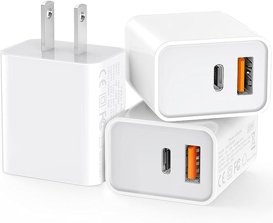 USB-C Wall Charger, 18W Dual Port Quick Charge+PD 3.0 Charging Block