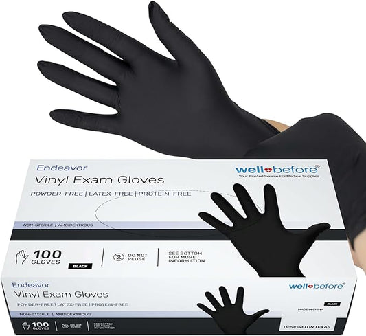 Cannabis Nitrile Powder-Free Black Vinyl Gloves | Latex Free