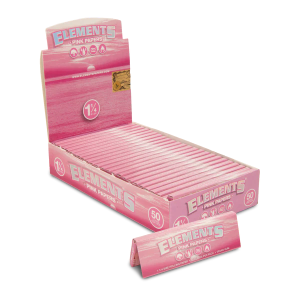Elements PINK King Size Slim & 1-1/4 Slow Burning Rolling Papers