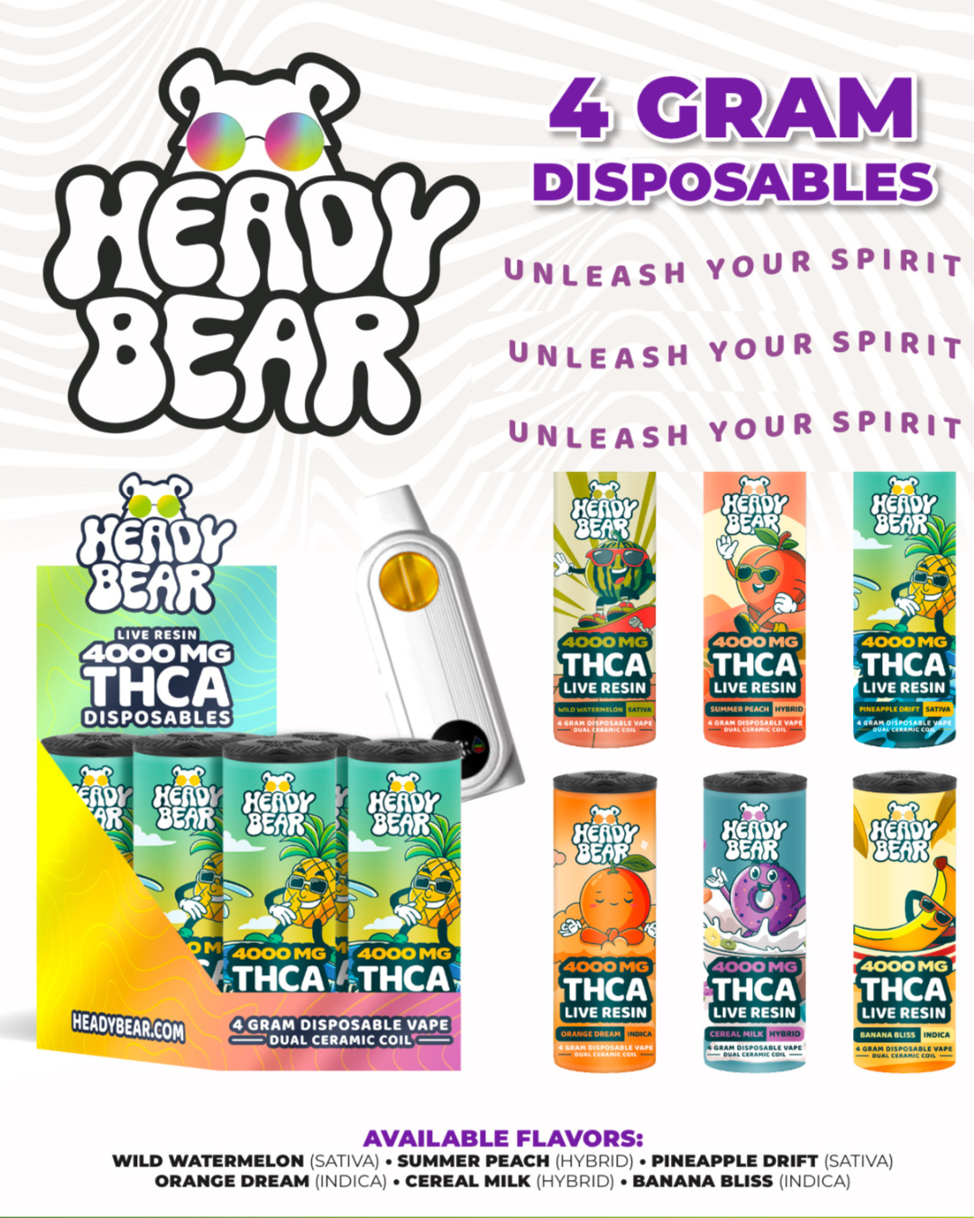 Heady Bear THCa Live Resin 4G Disposable Vape | 6 Count