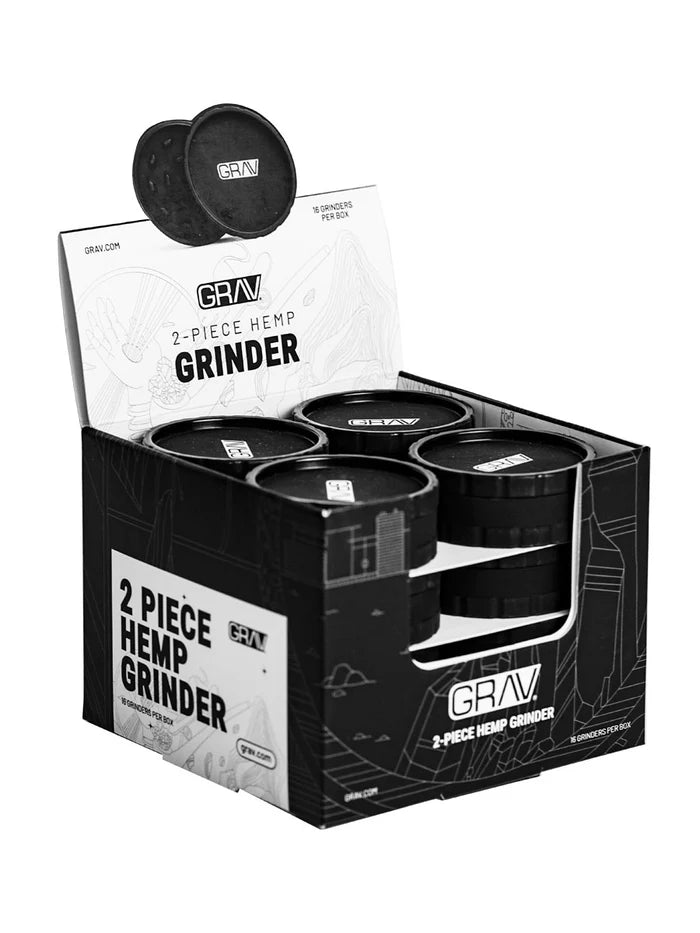 GRAV® HEMP PLASTIC 2-PIECE GRINDER COUNTERTOP POP DISPLAY | 16 PACK