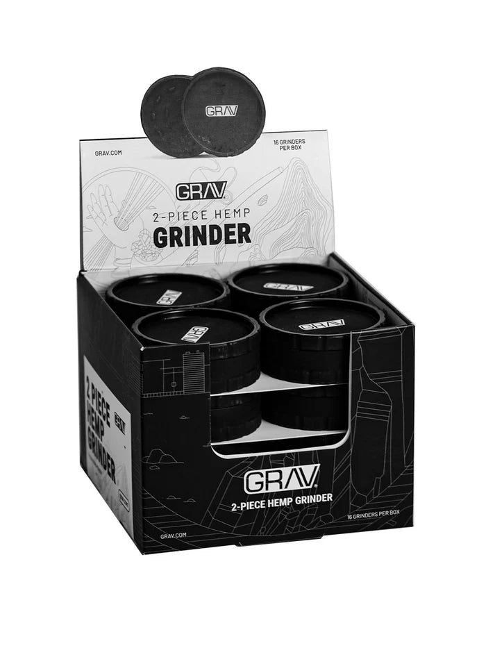 GRAV® HEMP PLASTIC 2-PIECE GRINDER COUNTERTOP POP DISPLAY | 16 PACK