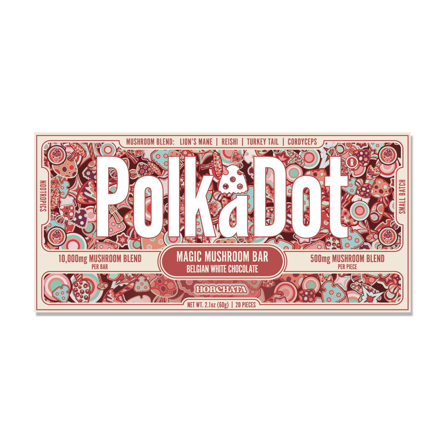 Polka Dot Functional Mushroom Chocolate Bars | 500MG | 10 Count Box