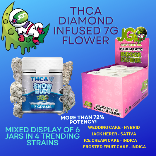 JGO THCa Diamond Dusted Infused High Potency Flower | 7Grams | 6 Count Mixed Display