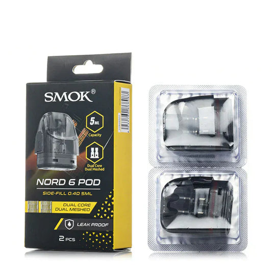 SMOKTECH Nord 6 Pods with Dual meshed 0.4 Coil | 2 Ct Pack