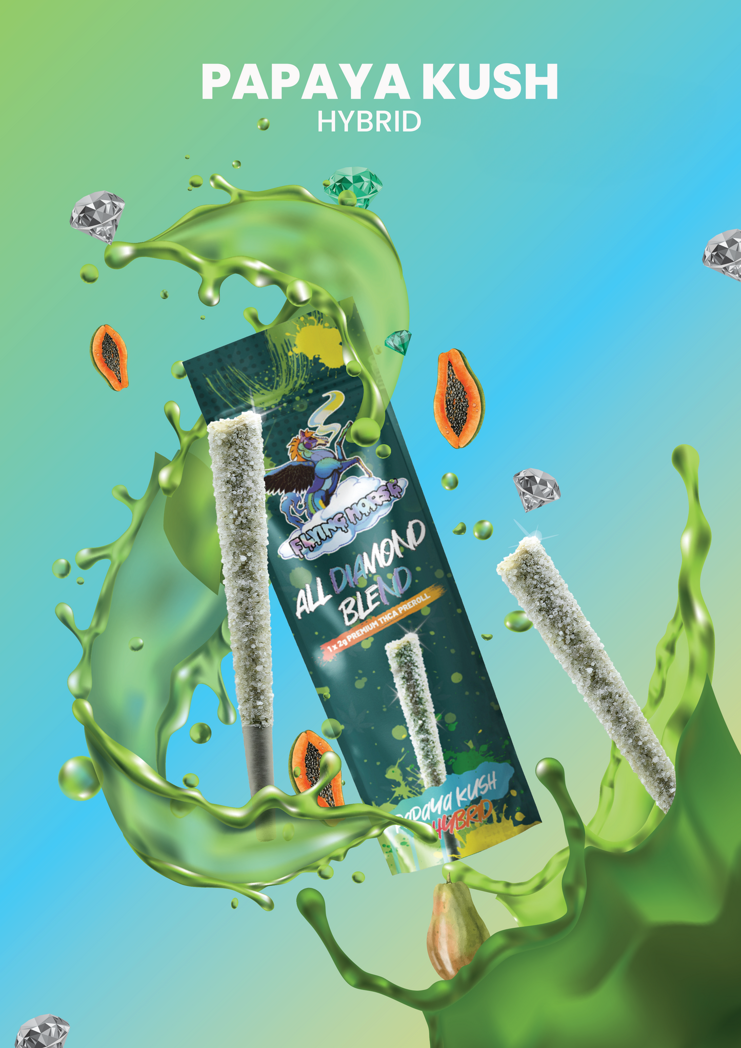 Flying Horse All Diamond 2G THCA Preroll | 1X2G  Per Pack | 10 Count Display