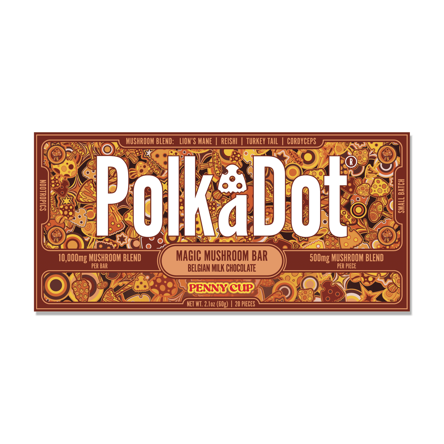 Polka Dot Functional Mushroom Chocolate Bars | 500MG | 10 Count Box