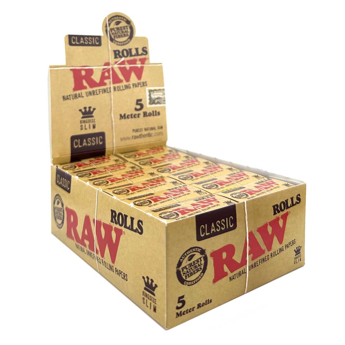 RAWthentic Classic King Size Slim 5 Meter Rolls | 24 Count Box