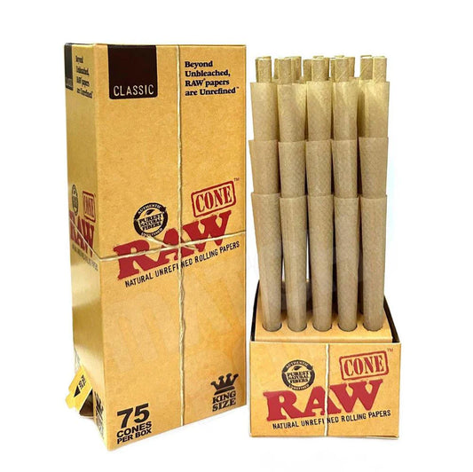 RAWthentic Prerolled Cones |Classic |1-1/4 | 75ct Box | Mini Tower