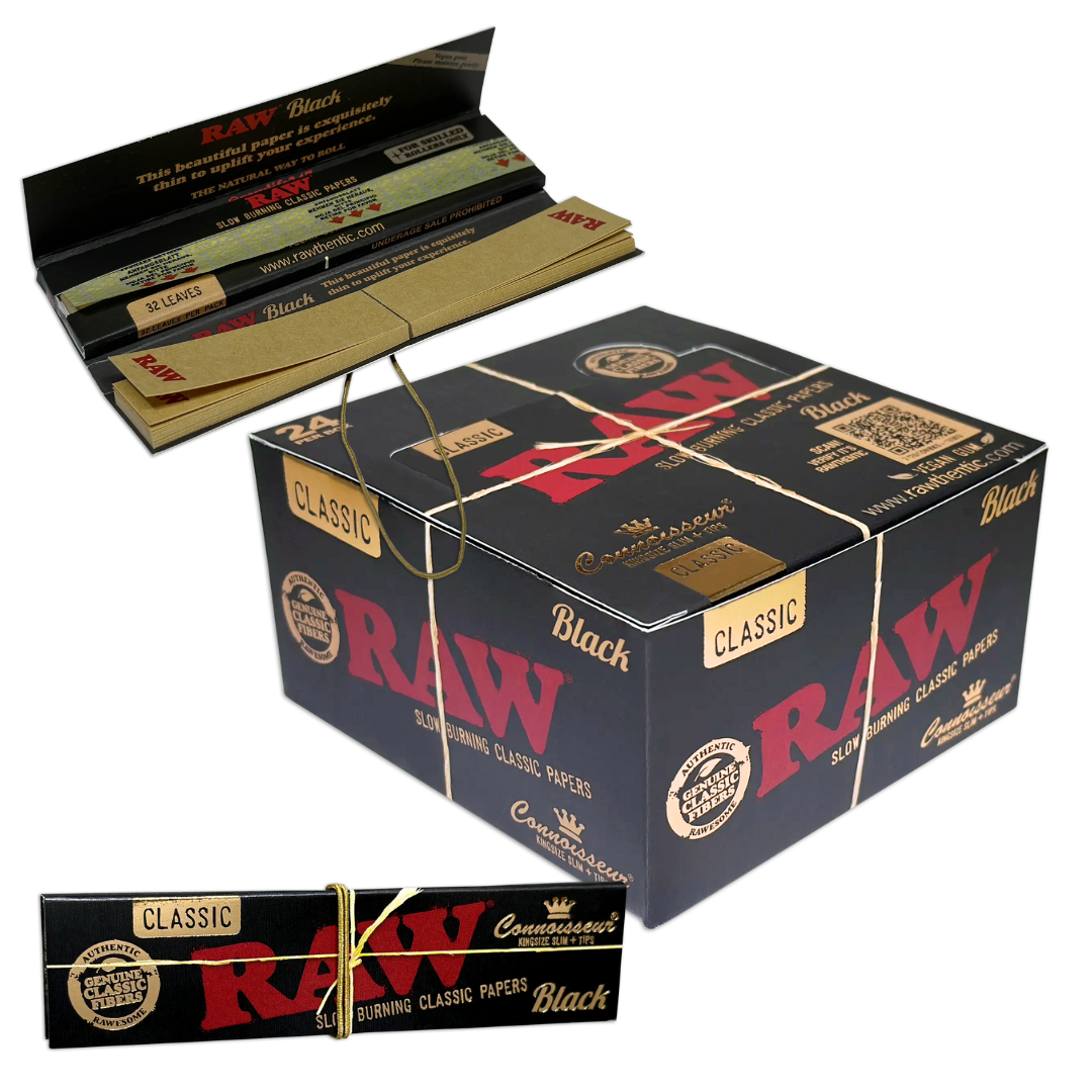 RAWthentic Black Connoisseur King Size | 1¼ With Tips