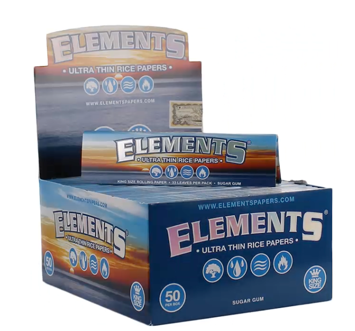 Elements Ultra Thin Rice Papers 1-1/4 / King Size / King Size Slim + Tips