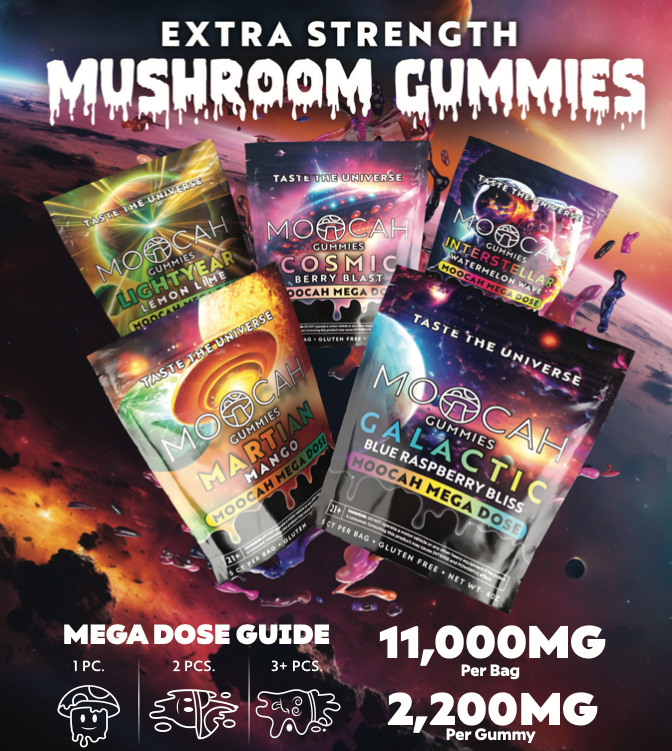 HOLIDAY PROMO! MOOCAH MEGA DOSE NOOTROPIC GUMMIES | 11000MG 5CT Bag | 12 Bags Box