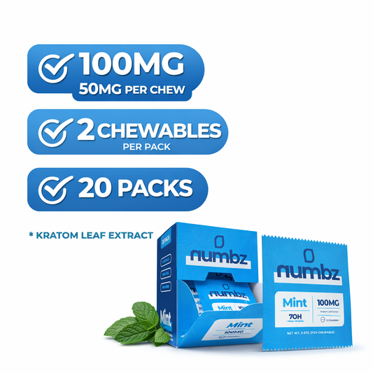🔥NUMBZ 7OH MIT + Minor Alkaloids Chewables | 100MG |  2 x 50MG Tablets Per Pack \ 20 Pack Spill Box