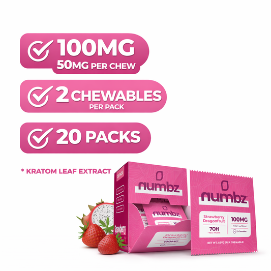 🔥NUMBZ 7OH MIT + Minor Alkaloids Chewables | 100MG |  2 x 50MG Tablets Per Pack \ 20 Pack Spill Box