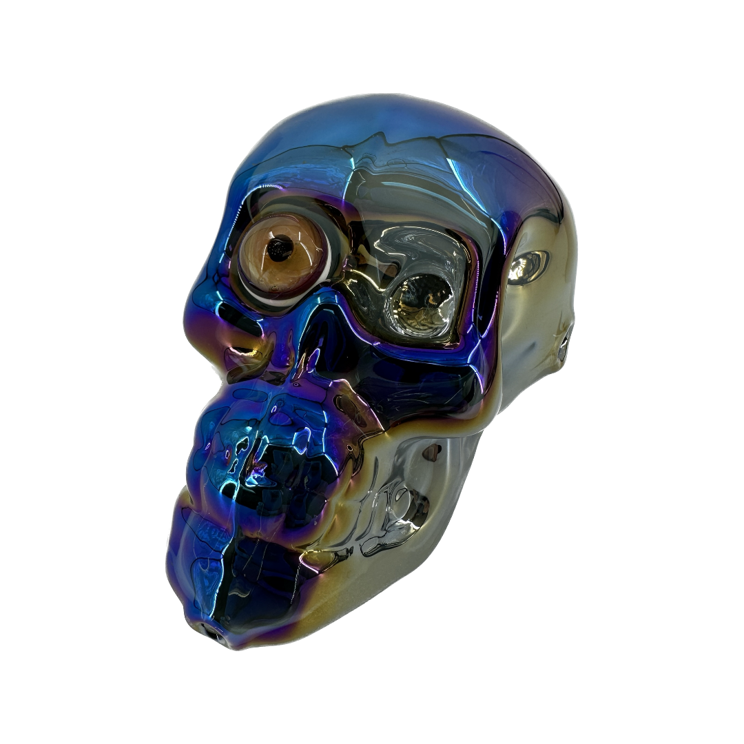 IS 3" Skull Design 3" Iridescent  Hand Pipe | 197G