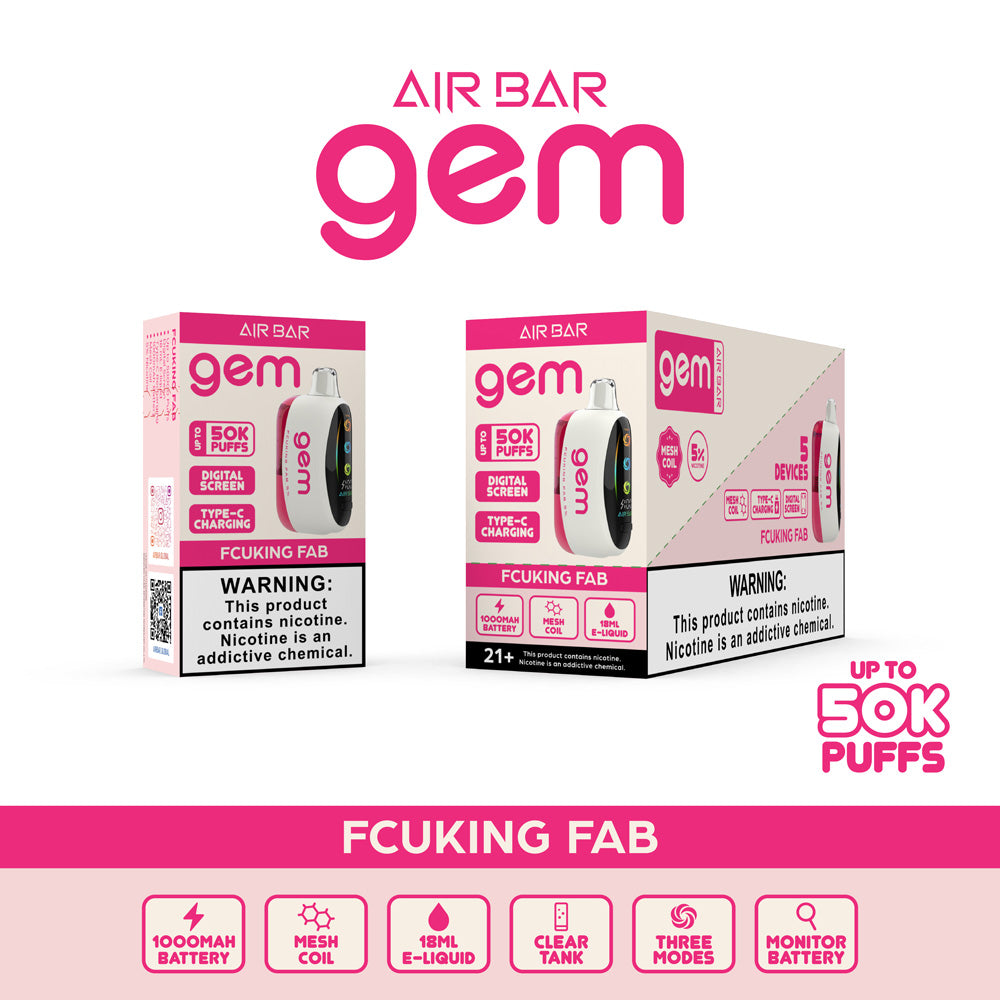 Airbar GEM 50K Puffs Disposable Vape Device | 5 Count box