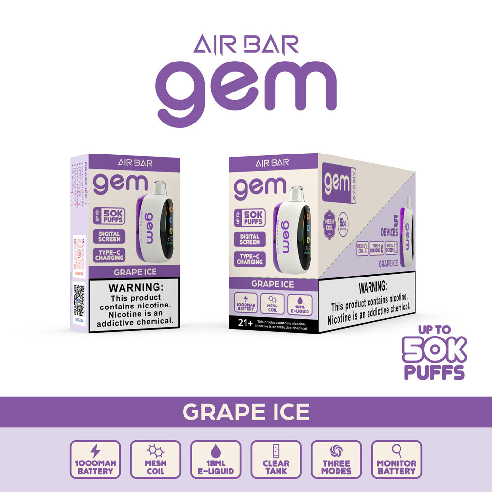 Airbar GEM 50K Puffs Disposable Vape Device | 5 Count box