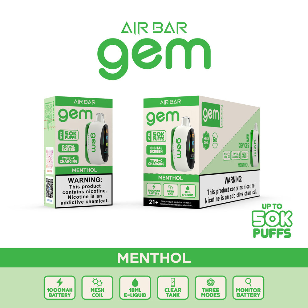 Airbar GEM 50K Puffs Disposable Vape Device | 5 Count box