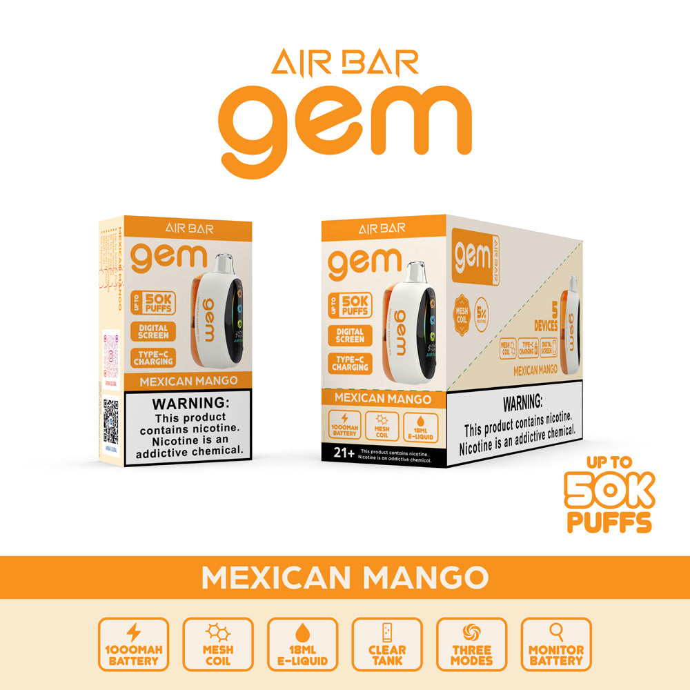 Airbar GEM 50K Puffs Disposable Vape Device | 5 Count box