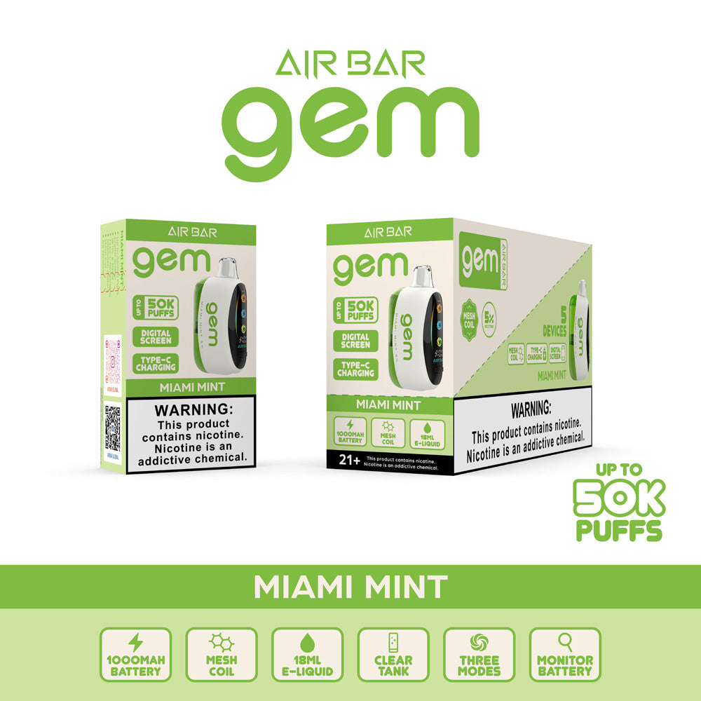 Airbar GEM 50K Puffs Disposable Vape Device | 5 Count box