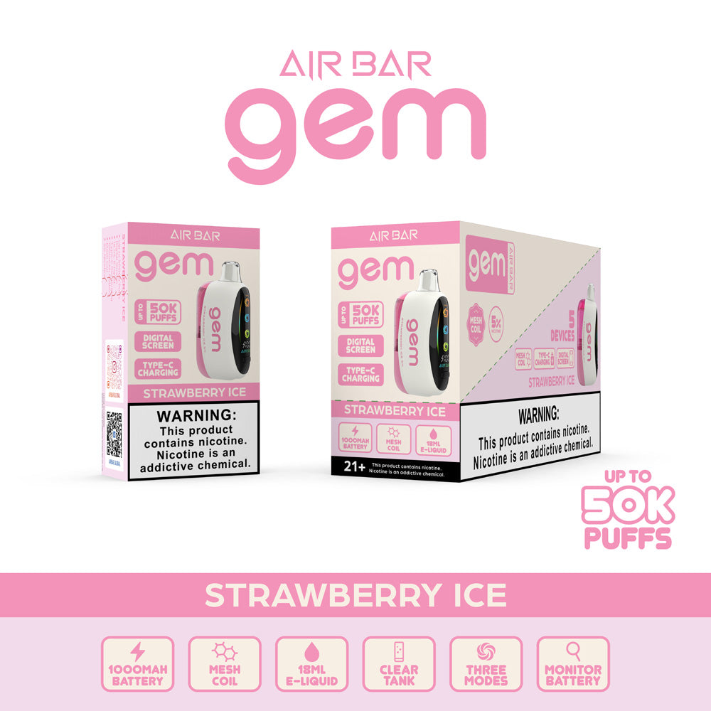 Airbar GEM 50K Puffs Disposable Vape Device | 5 Count box