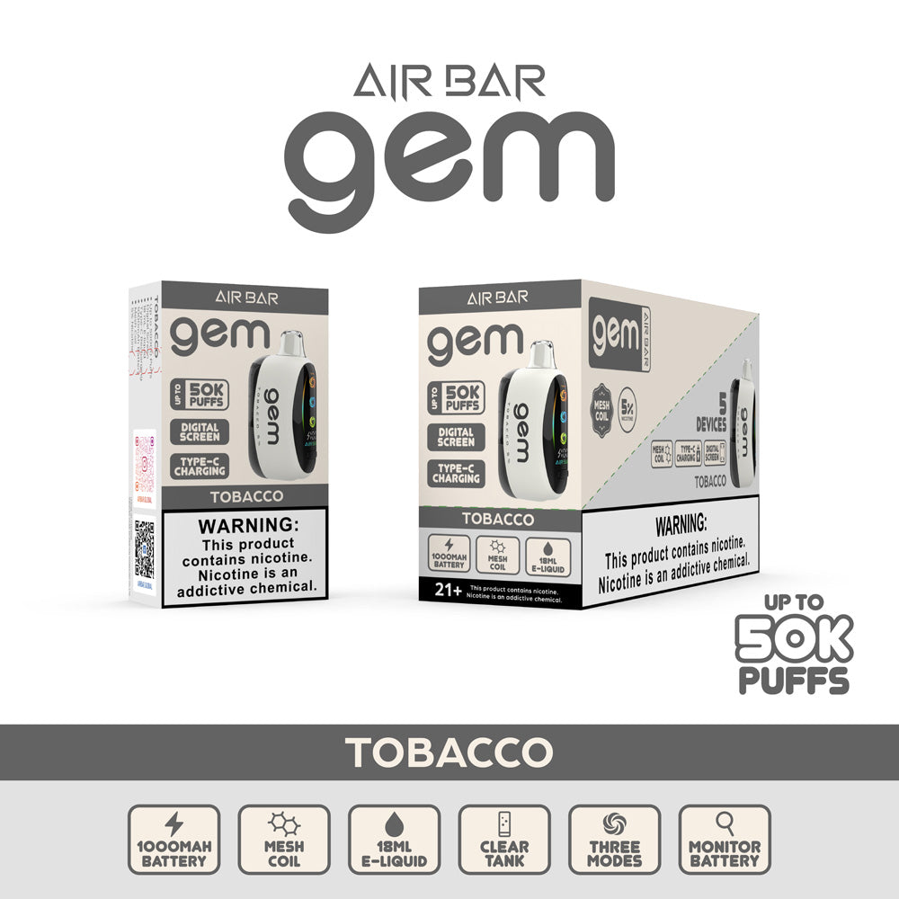 Airbar GEM 50K Puffs Disposable Vape Device | 5 Count box