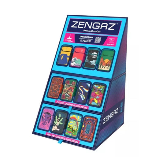 Zengaz Windproof Jetflame Refillable Lighters – 48 Count Display