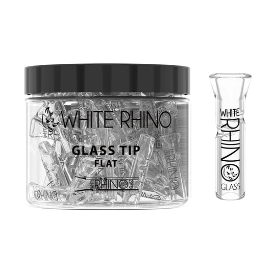 White Rhino 9mm Flat Glass Tip Bulk Tub | 50ct