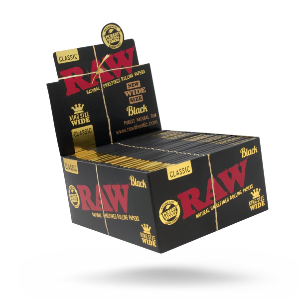 New KING SIZE WIDE! RAWthentic Black Classic Rolling Papers