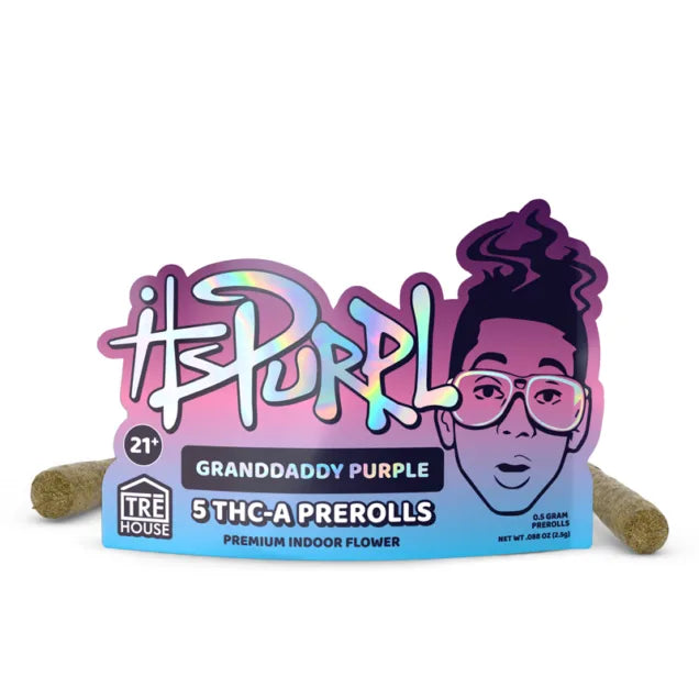ITSPURPL by Trehouse THCa High Potency Prerolls | 5 Minis (2.5G) Per Pouch | Box of 10