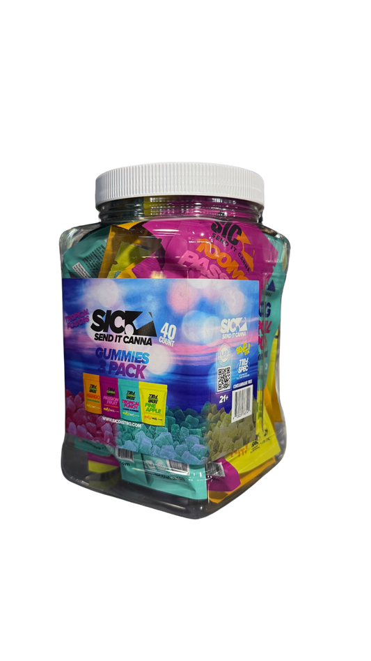 Full Send It Canna Gummies – 3ct Packs | 40-Pack Display Jar
