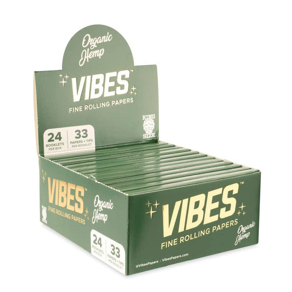 VIBES King Size & 1-1/4" Papers Box - Ultra Thin, Rice, or Hemp