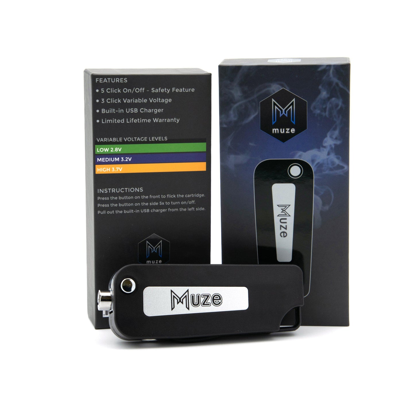 The Muze Key Fob Style Variable Voltage 510T Vape Battery w/ Built in USB Charger