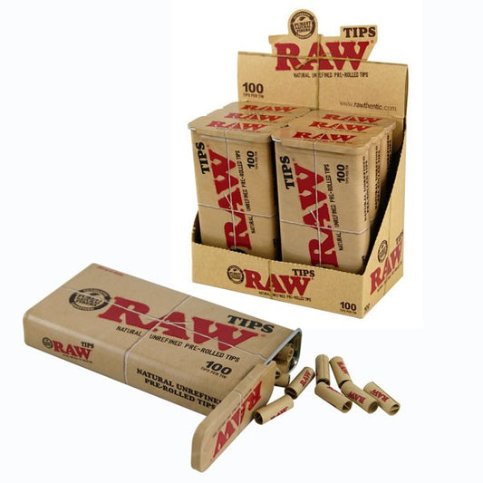 RAWthentic Pre-Rolled Tips - 100 Tip Tin Box of 6 Tins