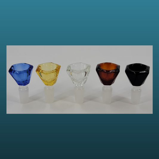 14MM Male Glass Bowl Slides Diamond Design Assorted Colors