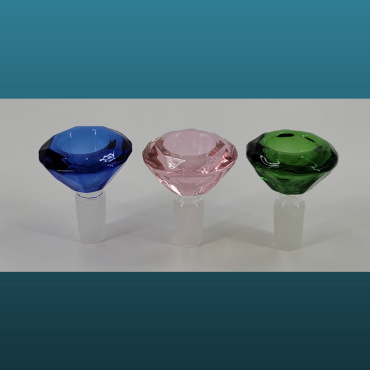 14MM Male Glass Bowl Big Diamond Design Assorted Colors
