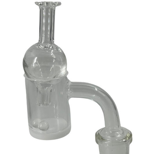 Quartz Banger Opaque Bottom with Terp Pearl Carb Cab 14mm Male 90 Degree