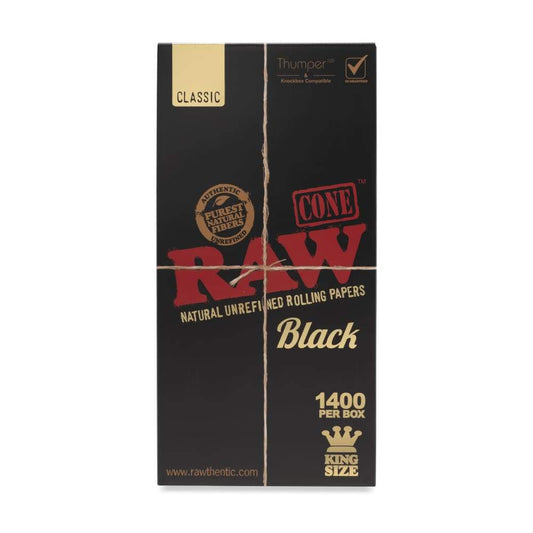 RAWthentic Classic Black King Size Bulk Cones Box - 1400ct