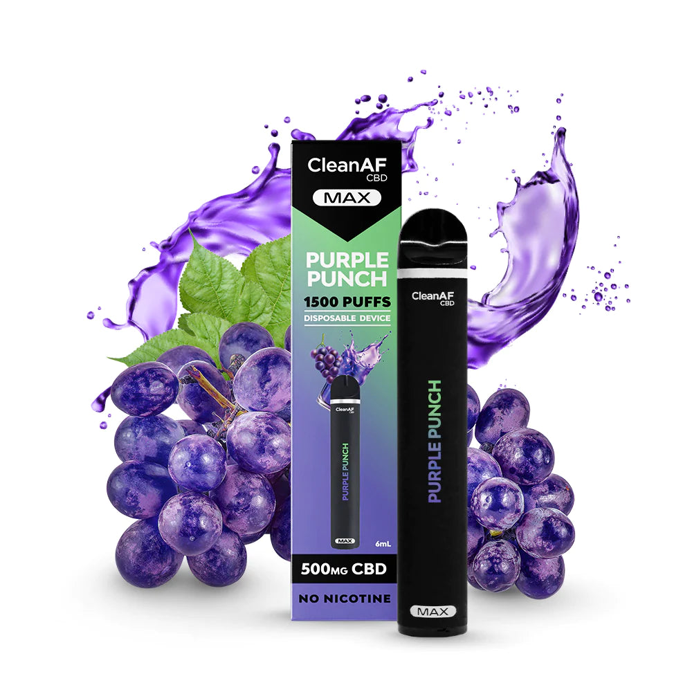 CleanAF Max 500MG Broad Spectrum CBD Distillate Disposable Vape Pen 1500 Puffs - Assorted Flavors