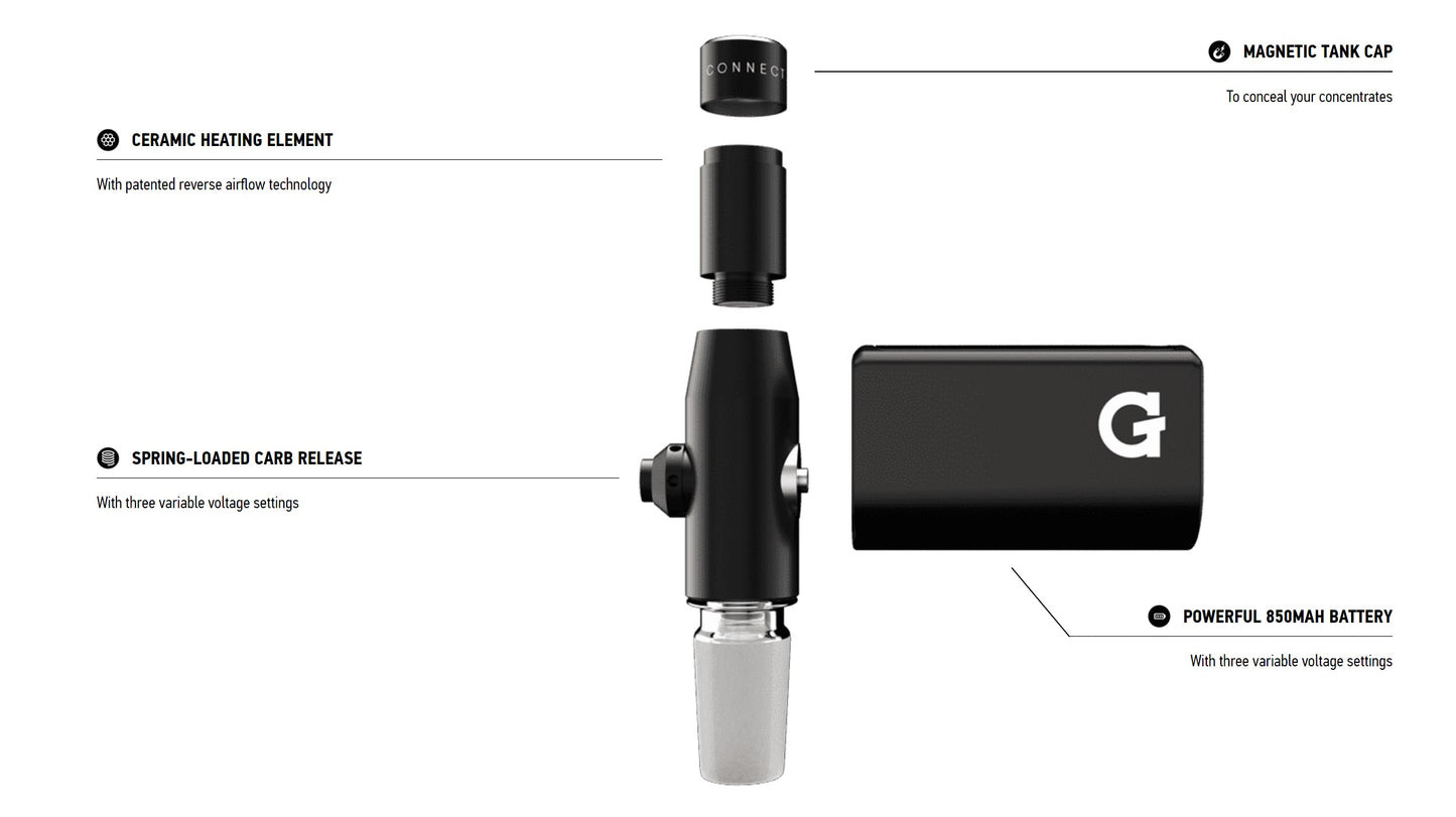 G Pen CONNECT Vaporizer Kit with 14MM Male Glass Adapter | Black